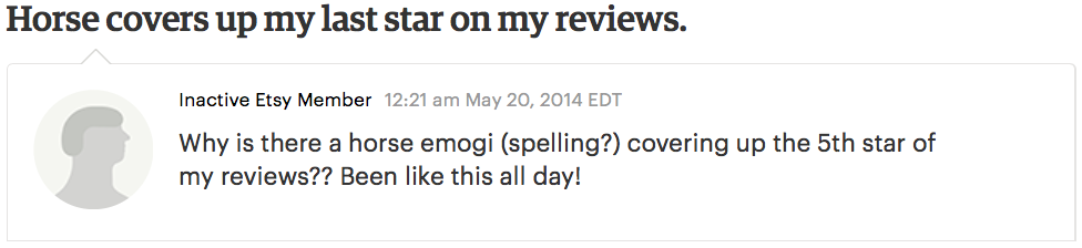 Screenshot of user complaint