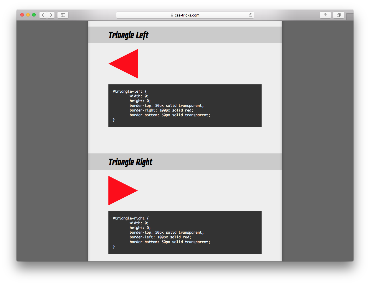 Screenshot from the Shapes of CSS page on CSS-Tricks